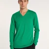 Montagut Pulls-Pull col V en laine mérinos - Elmo 22-Vert moyen
