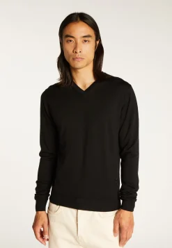 Montagut Pulls-Pull col V en laine mérinos - Elmo 01-Noir