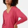 Montagut Les Incontournables | Les Incontournables-Pull col V en laine mérinos - Arya 26-Rose foncé