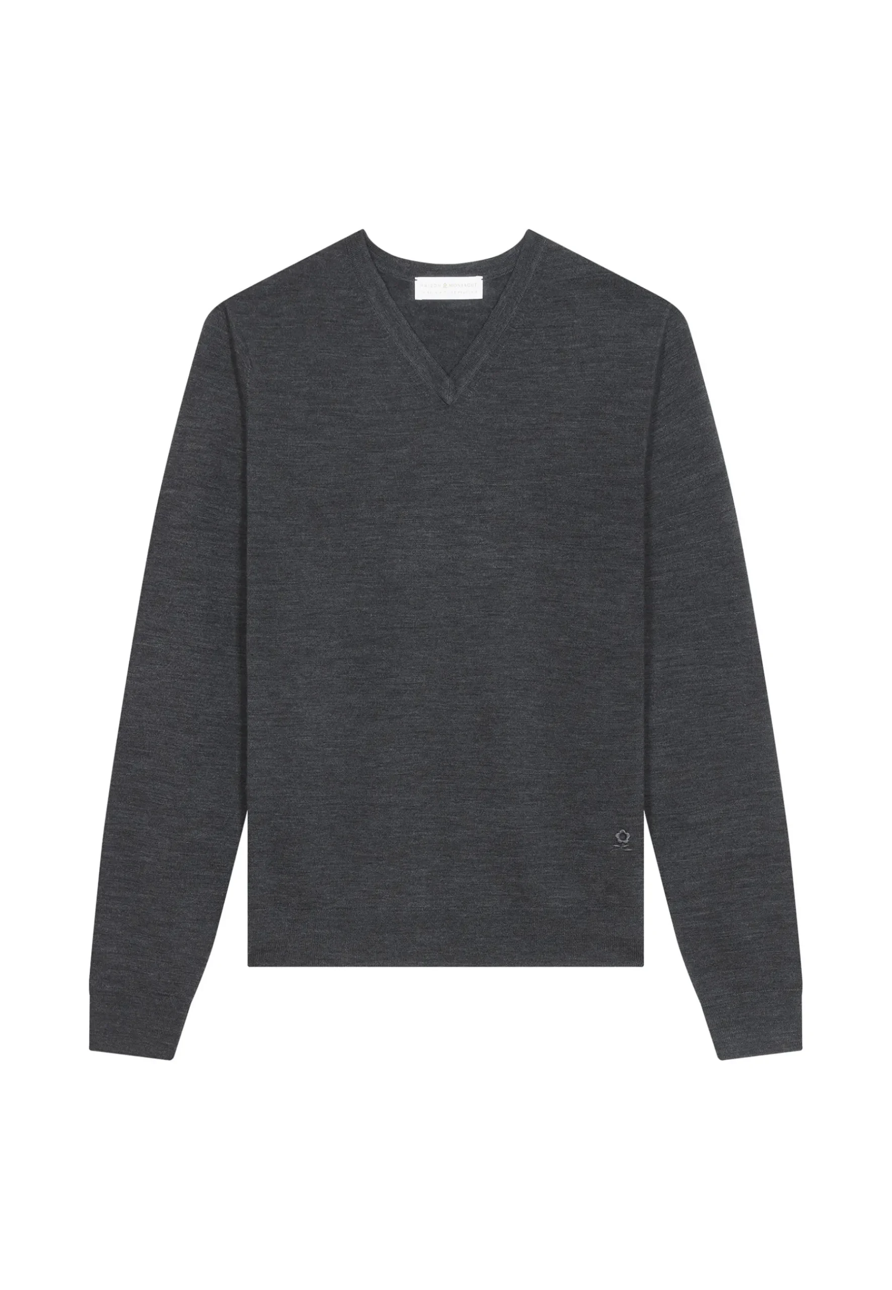 Montagut Pulls-Pull col V en laine mérinos - Elmo 78-Gris anthracite