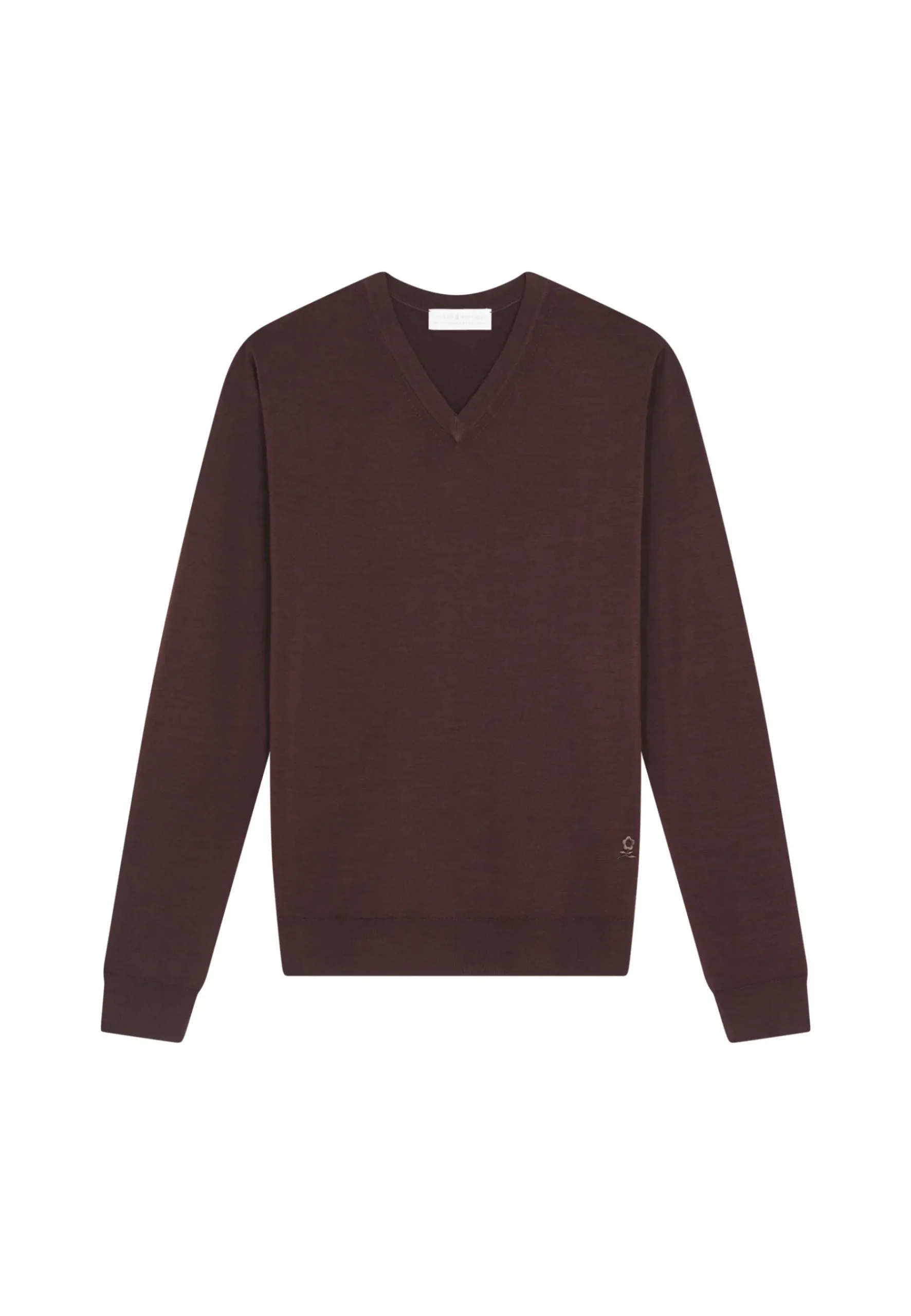 Montagut Pulls-Pull col V en laine mérinos - Elmo 47Marron foncé