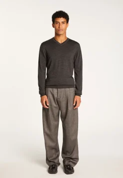 Montagut Pulls-Pull col V en laine mérinos - Elmo 10-Gris foncé