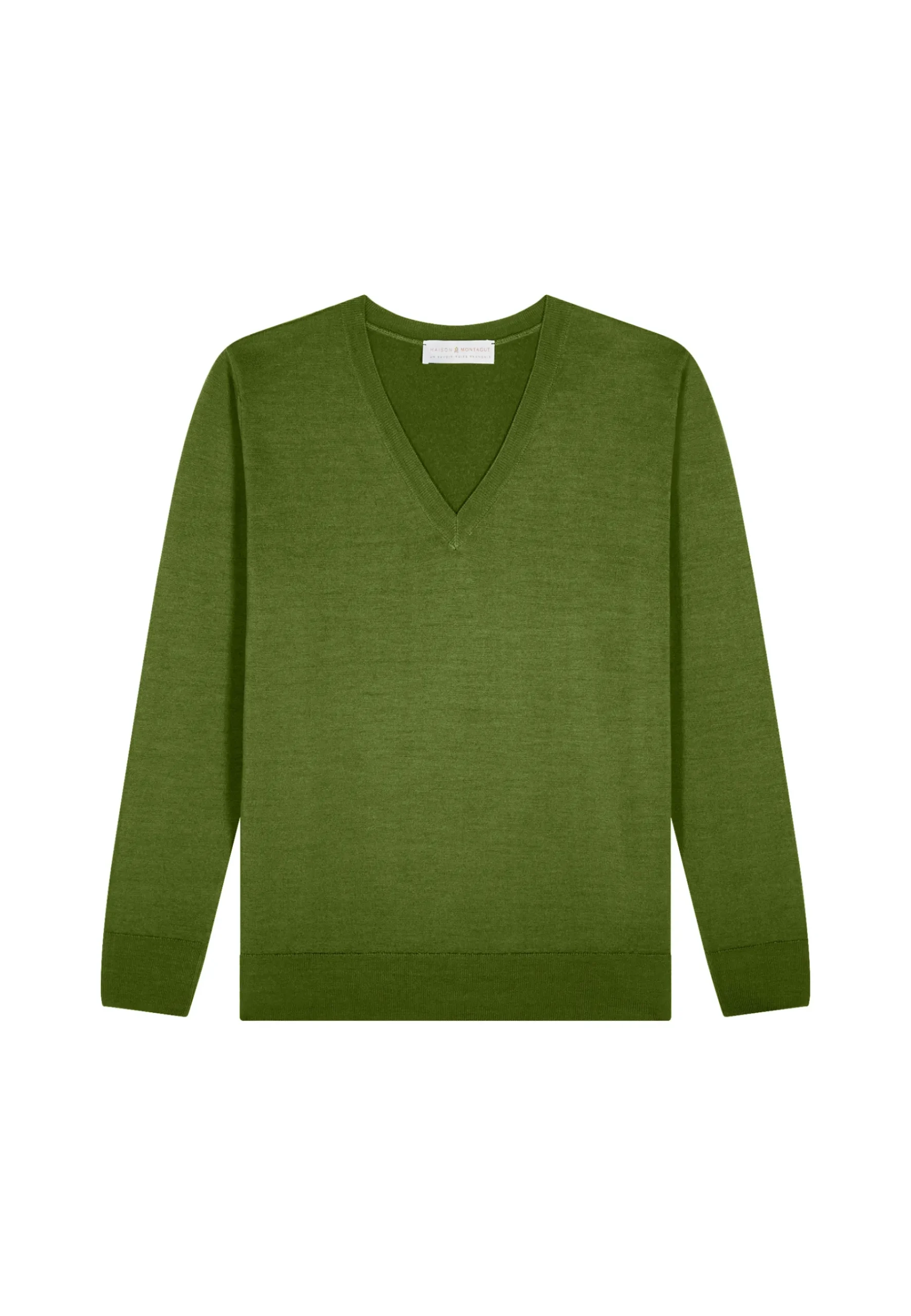 Montagut Les Incontournables-Pull col V en laine mérinos - Arya 83-Kaki