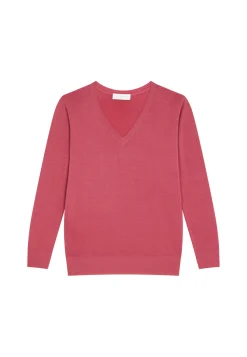Montagut Les Incontournables | Les Incontournables-Pull col V en laine mérinos - Arya 26-Rose foncé