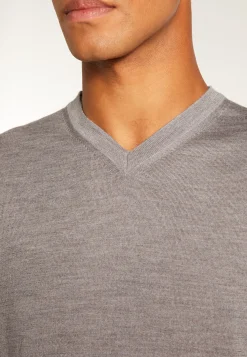 Montagut Pulls-Pull col V en laine mérinos - Elmo 09-Gris moyen