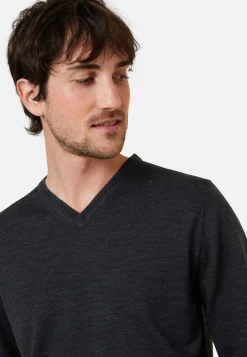 Montagut Pulls-Pull col V en laine mérinos - Elmo 78-Gris anthracite