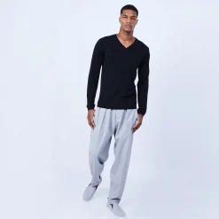 Montagut Pulls-Pull col V en laine mérinos - Elmo 01-Noir