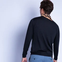 Montagut Pulls-Pull col V en laine mérinos - Elmo 10-Gris foncé