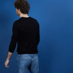 Montagut Pulls-Pull col V en laine mérinos - Elmo 01-Noir
