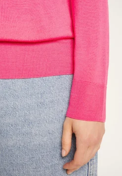 Montagut Les Incontournables | Les Incontournables-Pull col V en laine mérinos - Arya 91-Fuchsia