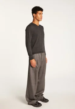 Montagut Pulls-Pull col V en laine mérinos - Elmo 10-Gris foncé
