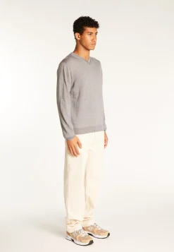Montagut Pulls-Pull col V en laine mérinos - Elmo 09-Gris moyen