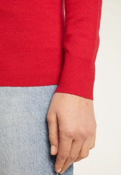 Montagut Les Incontournables | Les Incontournables-Pull col V en laine mérinos - Arya 52-Rouge