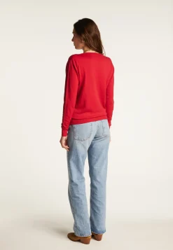 Montagut Les Incontournables | Les Incontournables-Pull col V en laine mérinos - Arya 52-Rouge