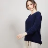 Montagut Pulls-Pull col V en maille côtelée - Bulle 05-Bleu marine
