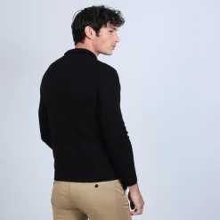 Montagut Pulls-Pull col zippé en cachemire 2 fils - Emile 01-Noir