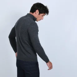 Montagut Pulls-Pull col zippé en cachemire 2 fils - Emile 10-Gris foncé