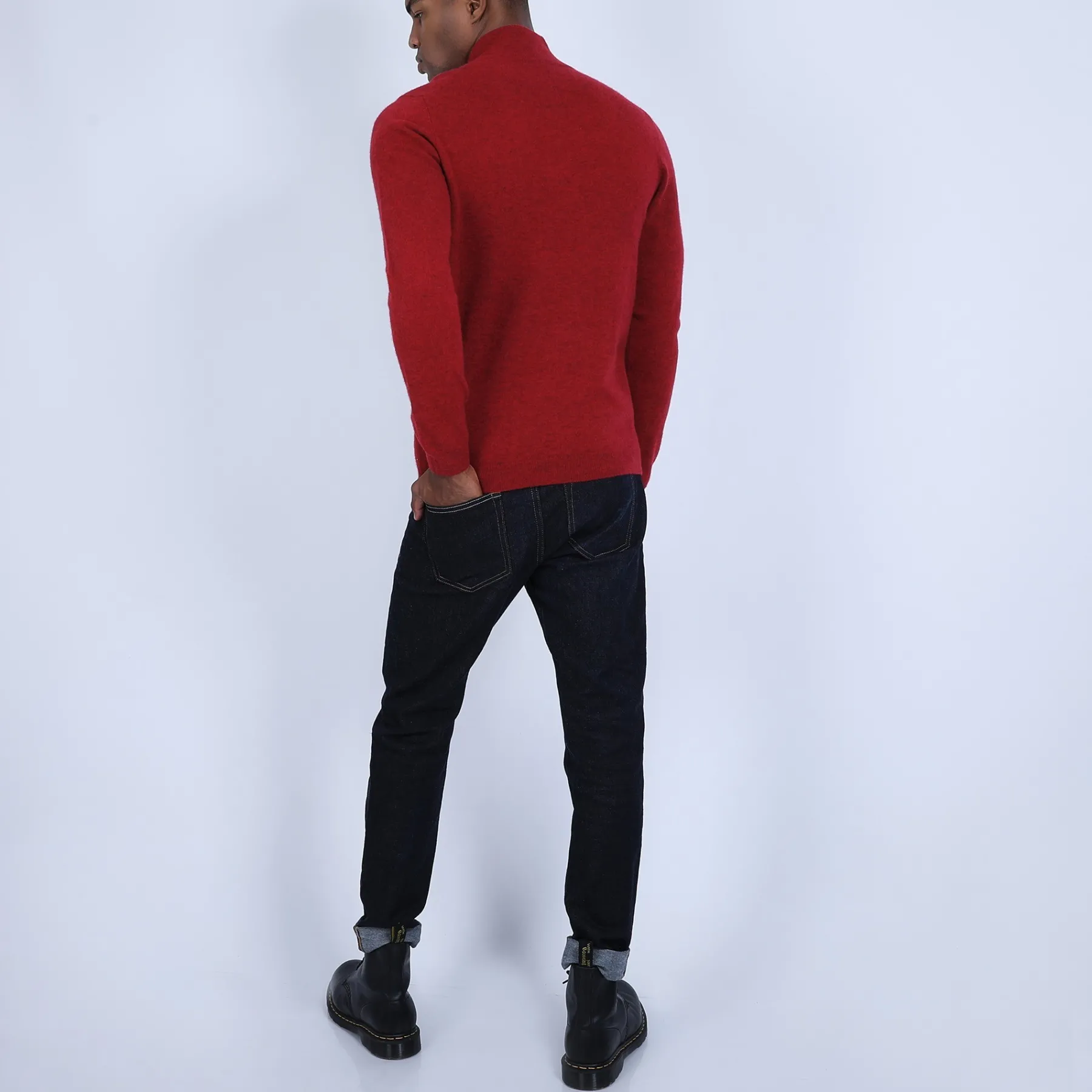 Montagut Pulls-Pull col zippé en cachemire 2 fils - Emile 20-Rouge foncé