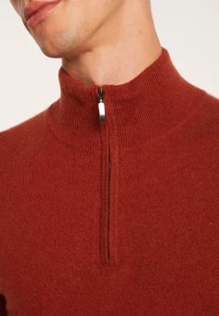 Montagut Pulls-Pull col zippé en cachemire 2 fils - Emile 92-Rouille