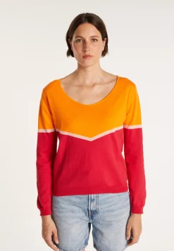 Montagut Pulls-Pull coton tricolore - Audrey 15-Orange