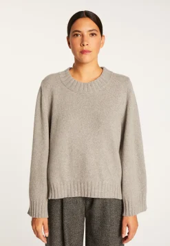 Montagut Les Incontournables-Pull court col rond en cachemire - Vicky 09-Gris moyen