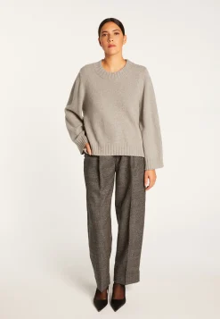 Montagut Les Incontournables-Pull court col rond en cachemire - Vicky 09-Gris moyen