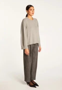 Montagut Les Incontournables-Pull court col rond en cachemire - Vicky 09-Gris moyen