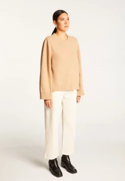 Montagut Les Incontournables-Pull court col rond en cachemire - Vicky 88-Camel