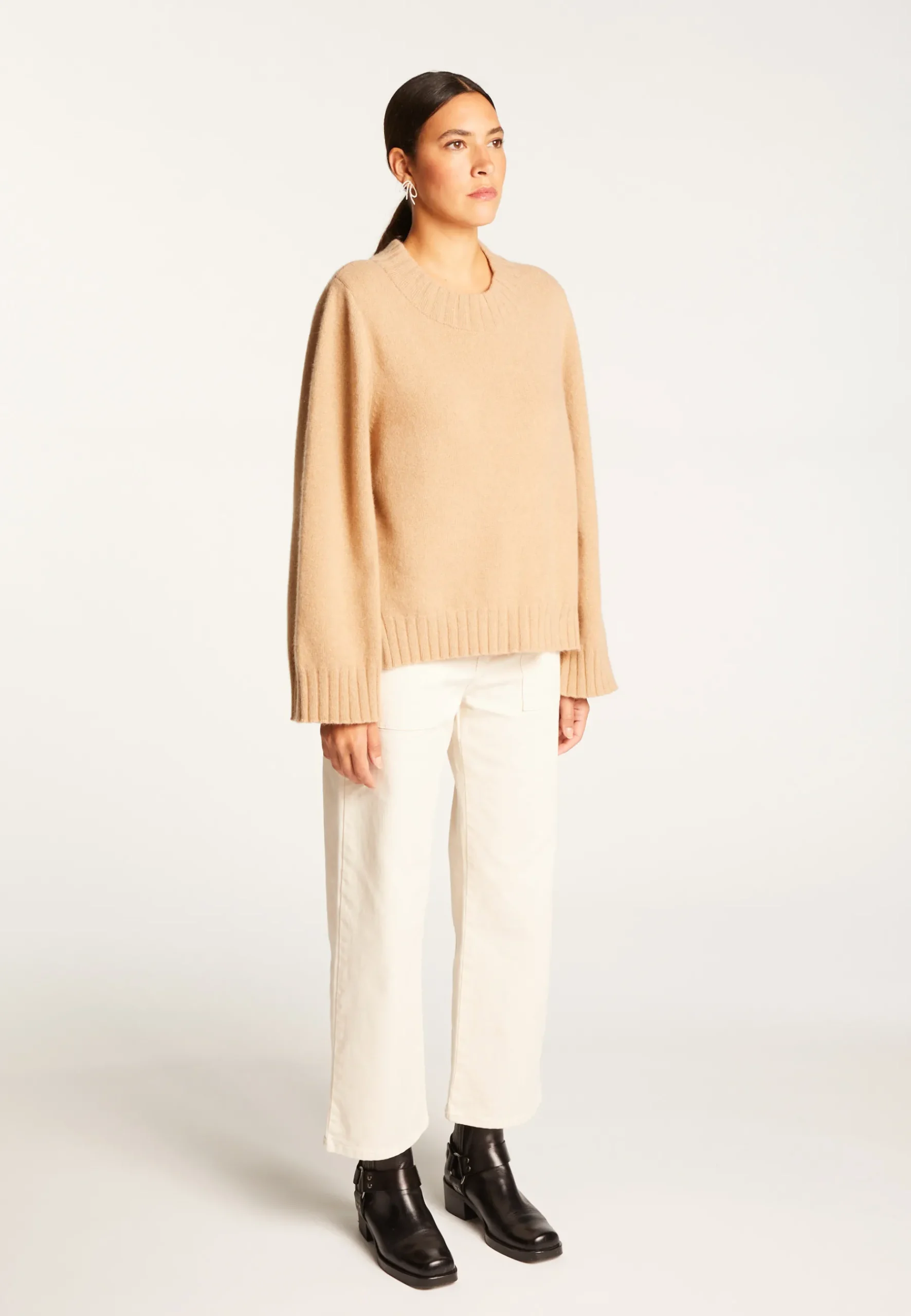 Montagut Les Incontournables-Pull court col rond en cachemire - Vicky 88-Camel