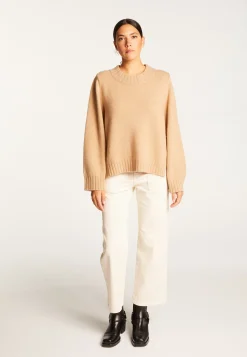 Montagut Les Incontournables-Pull court col rond en cachemire - Vicky 88-Camel