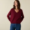Montagut Pulls | Les Incontournables-Pull court col V en cachemire avec poches - Balba 51-Bordeaux