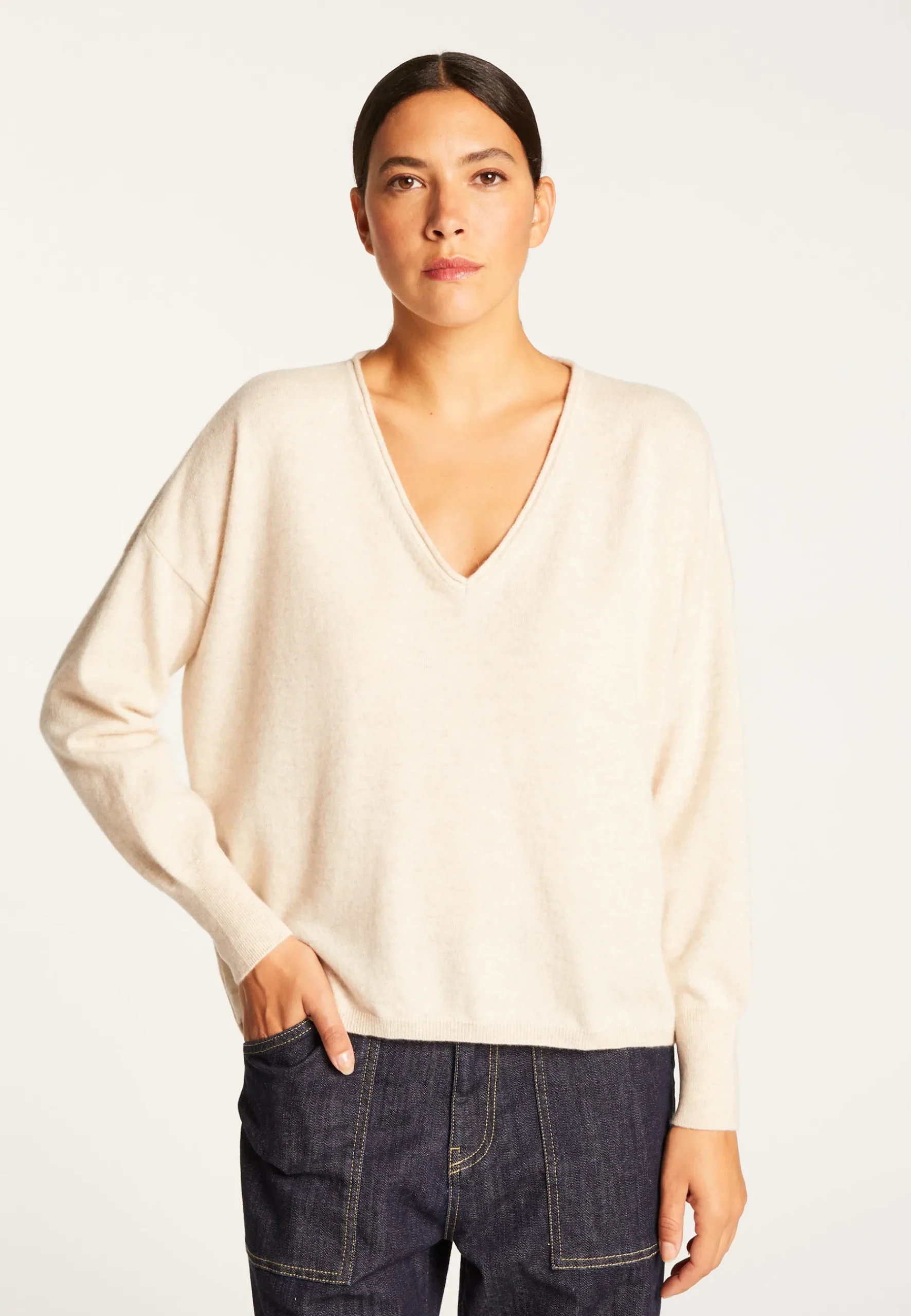 Montagut Les Incontournables-Pull court en cachemire - Alex 13-Beige moyen