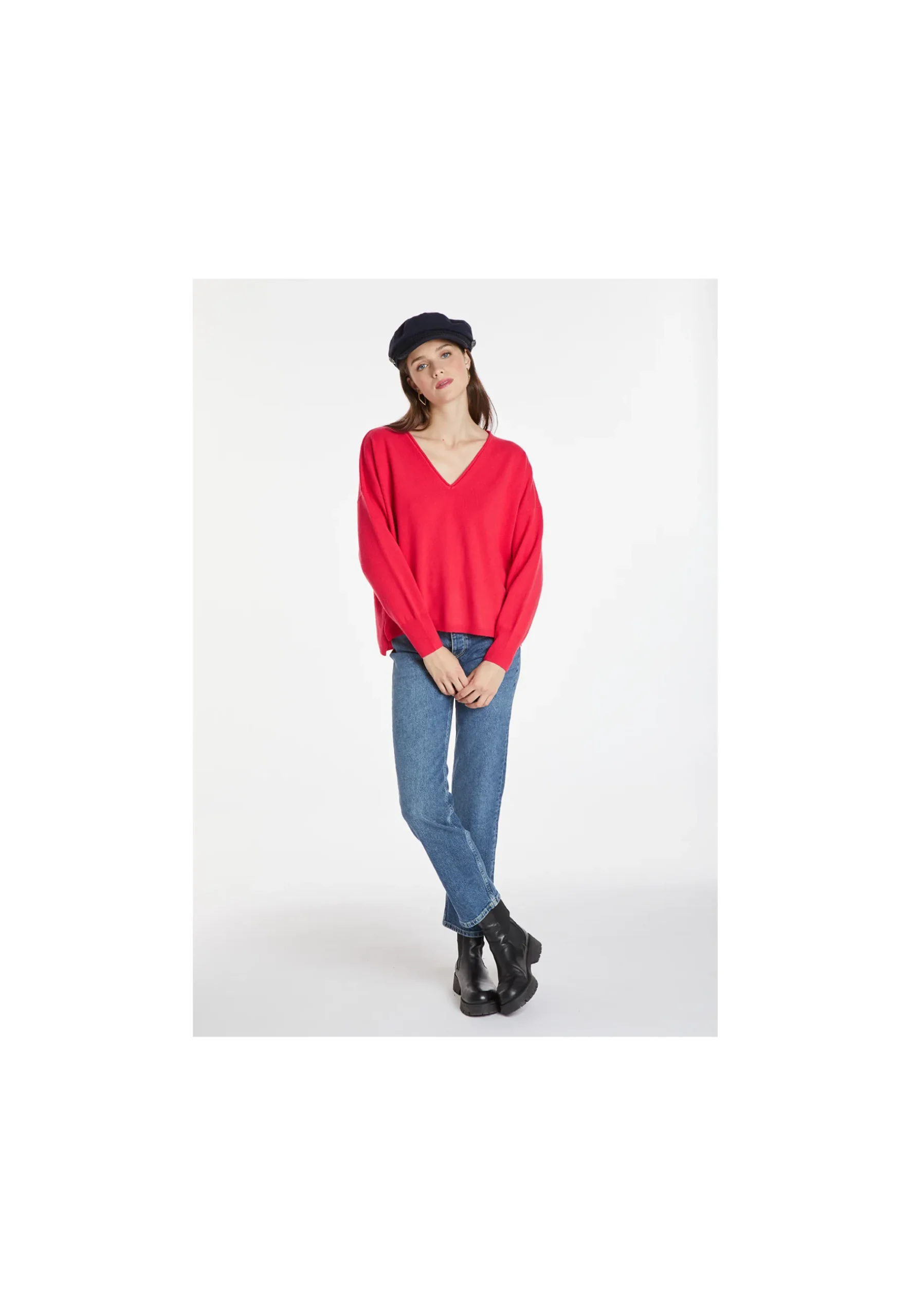 Montagut Les Incontournables-Pull court en cachemire - Alex 52-Rouge