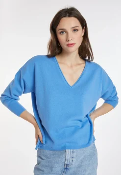 Montagut Les Incontournables-Pull court en cachemire - Alex 04-Bleu clair