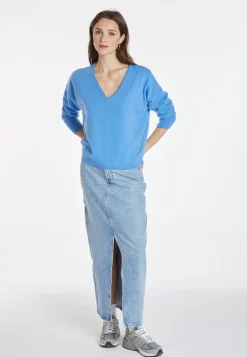 Montagut Les Incontournables-Pull court en cachemire - Alex 04-Bleu clair