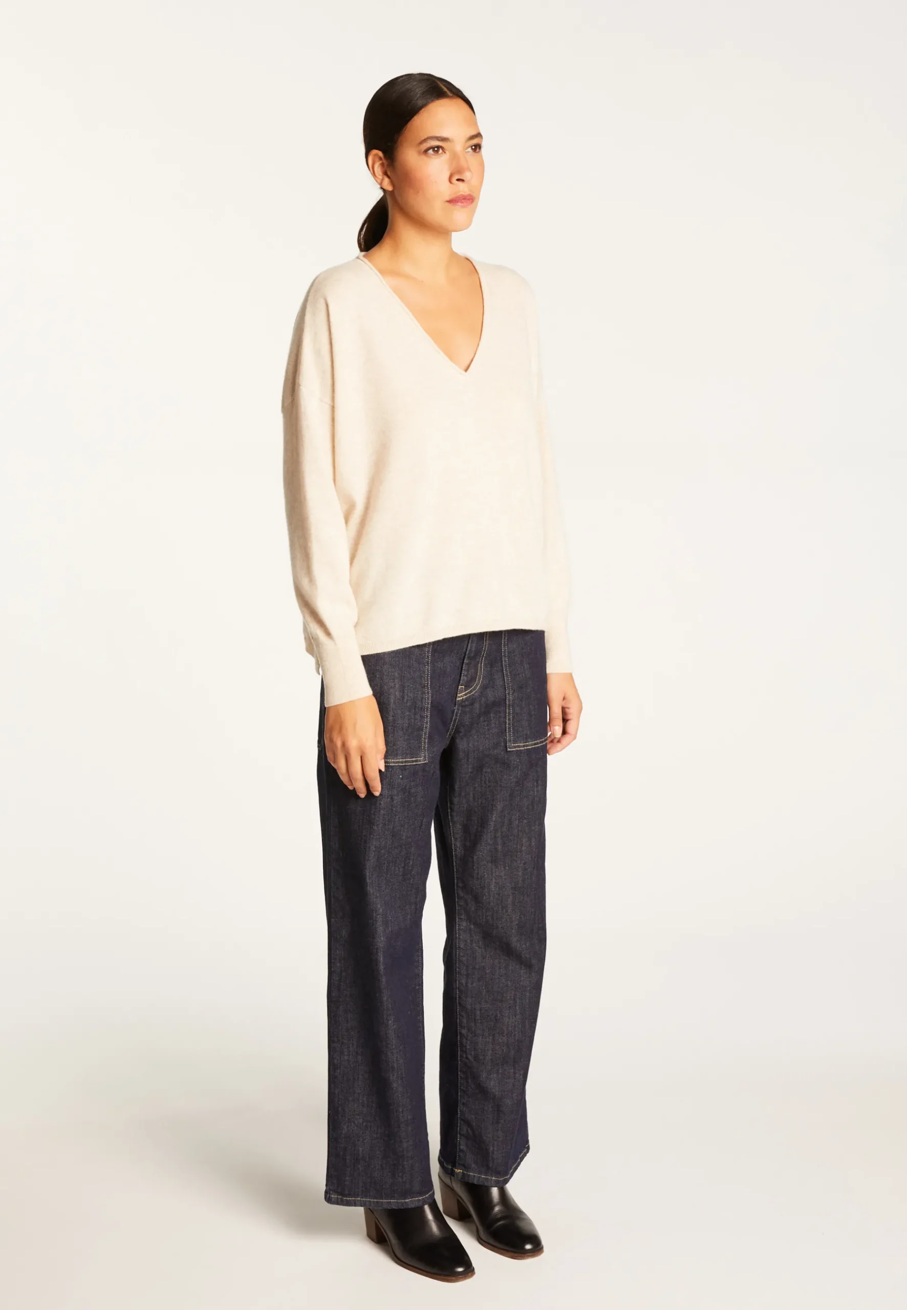 Montagut Les Incontournables-Pull court en cachemire - Alex 13-Beige moyen