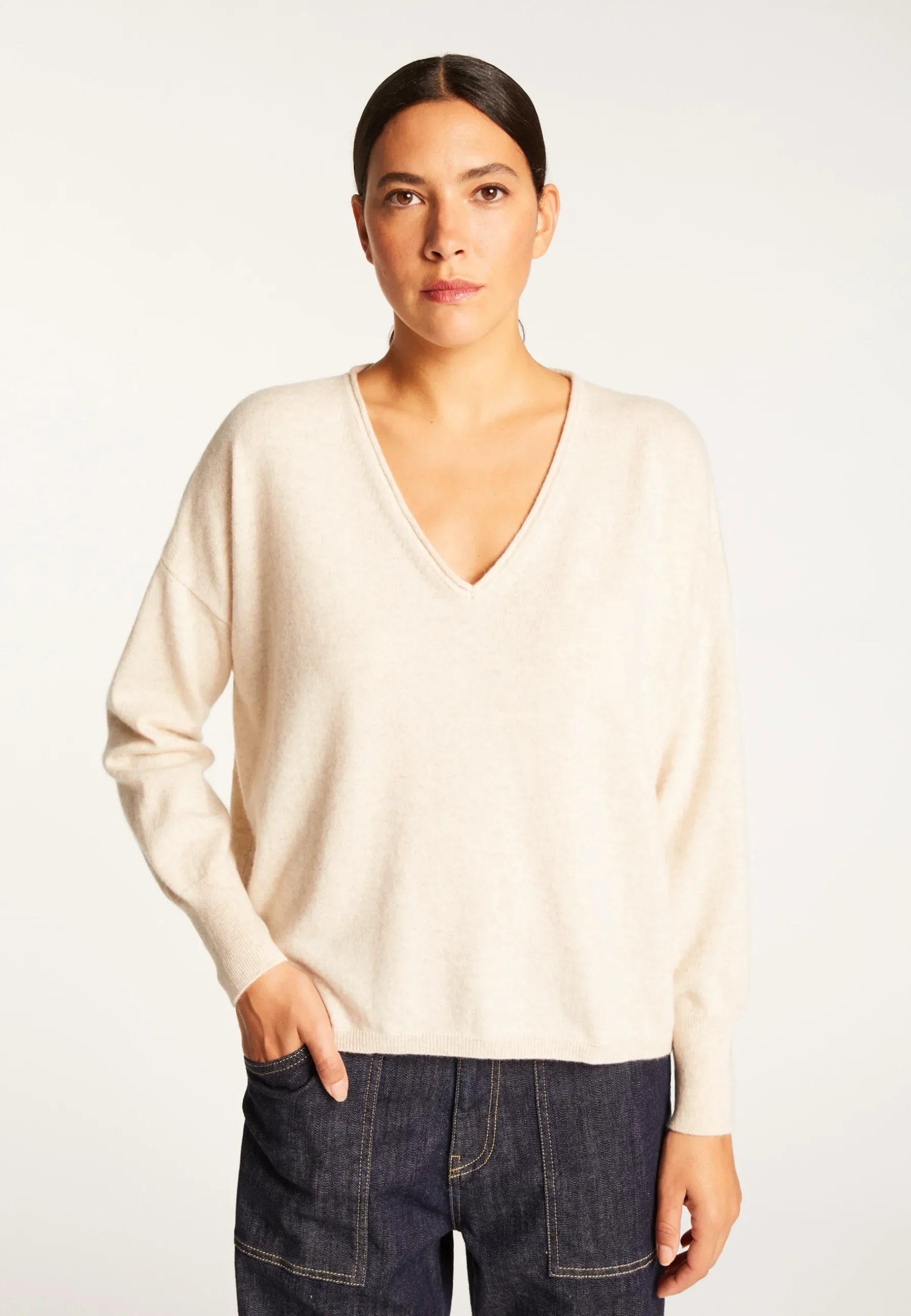 Montagut Les Incontournables-Pull court en cachemire - Alex 13-Beige moyen