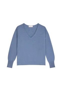 Montagut Les Incontournables-Pull court en cachemire - Alex 95-Bleu denim