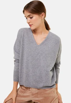 Montagut Les Incontournables-Pull court en cachemire avec poche - Balba 09-Gris moyen