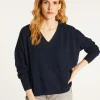 Montagut Les Incontournables-Pull court en cachemire avec poche - Balba 05-Bleu marine