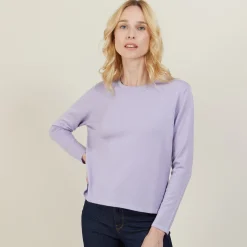 Montagut Pulls-Pull court en laine mérinos - Les Halles 16-Violet clair