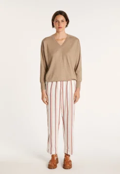 Montagut Pulls-Pull emmanchures marteau en lin cachemire - Bailen 14-Beige foncé