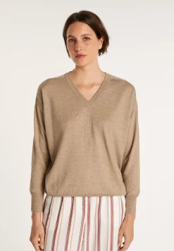 Montagut Pulls-Pull emmanchures marteau en lin cachemire - Bailen 14-Beige foncé