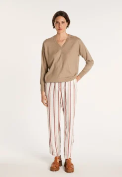 Montagut Pulls-Pull emmanchures marteau en lin cachemire - Bailen 14-Beige foncé
