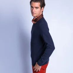 Montagut Pulls-Pull en cachemire à col rond - Faustin 05-Bleu marine