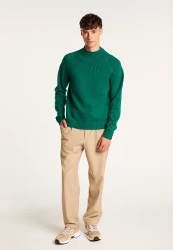Montagut Pulls-Pull en cachemire col avec jeu de maille - Arman 22-Vert moyen