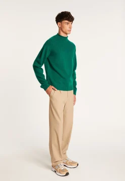 Montagut Pulls-Pull en cachemire col avec jeu de maille - Arman 22-Vert moyen