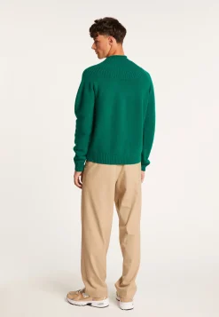 Montagut Pulls-Pull en cachemire col avec jeu de maille - Arman 22-Vert moyen