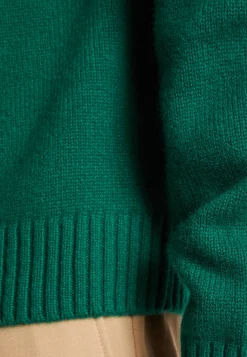 Montagut Pulls-Pull en cachemire col avec jeu de maille - Arman 22-Vert moyen