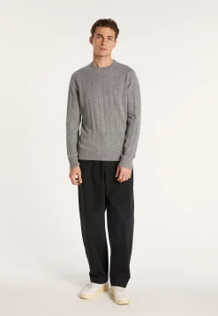 Montagut Pulls-Pull en Cachemire en jeu de maille quadrillé - Alexis 09-Gris moyen
